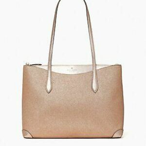 Kate Spade Shimmy Satchel & Large Continental Wallet In Rose Gold